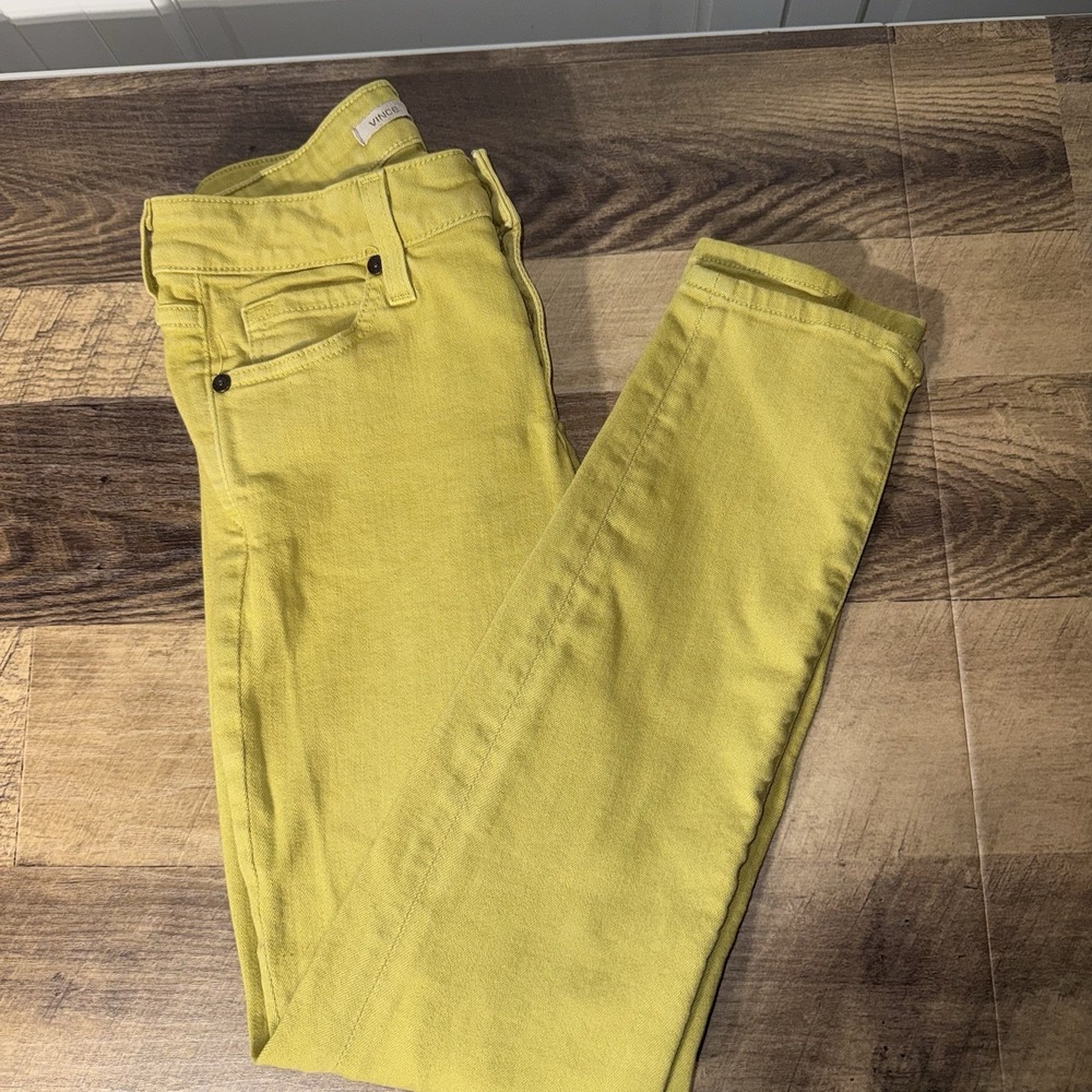Vince WMNs 25 Chartreuse Crop Stretchy Skinny Ankle Denim Slim Jeans Pop Punk